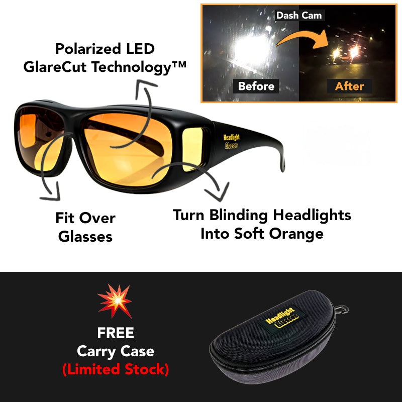 Headlight Glasses with Polarized LED GlareCut Technology™ (Fit Over Glasses)
