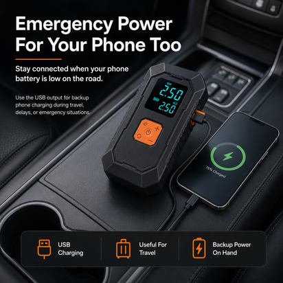Portable Car Jump Starter & Tire Inflator — 4-in-1 Emergency Car Tool