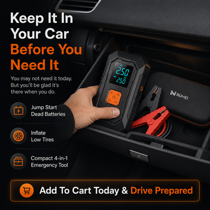 Portable Car Jump Starter & Tire Inflator — 4-in-1 Emergency Car Tool