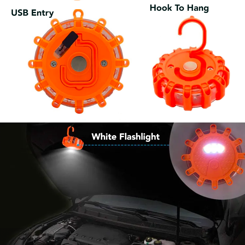 Emergency RoadSide Discs 3 Pack (Rechargeable with Included Car Charger & USB Cable)