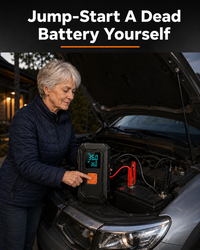 Night Driving Confidence Bundle (Portable Tire Inflator & Jump Starter, LED GlareCut™ Glasses, Emergency Roadside Magnetic Lights)