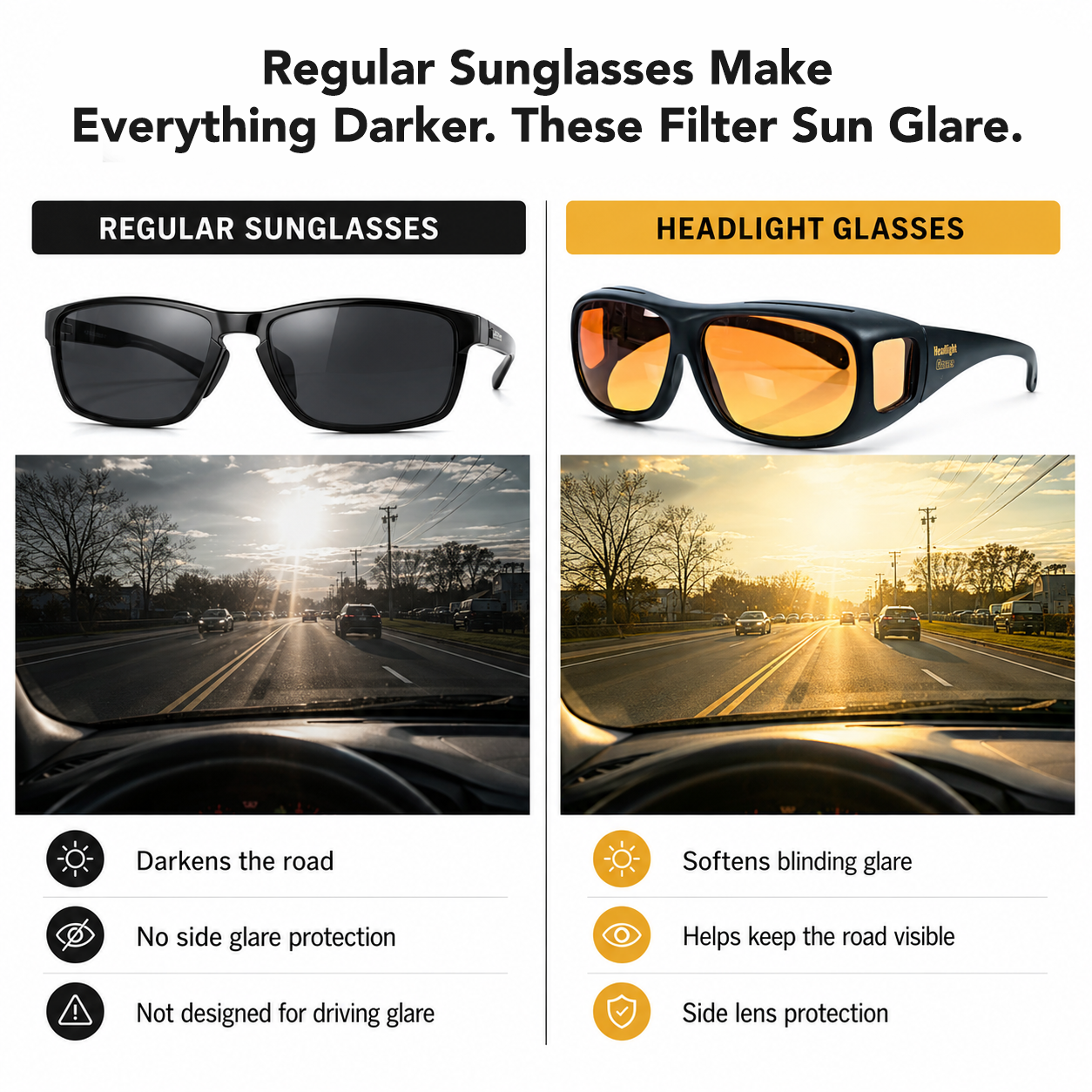 Polarized Driving Sunglasses with GlareCut Technology™ (Fit Over Glasses)