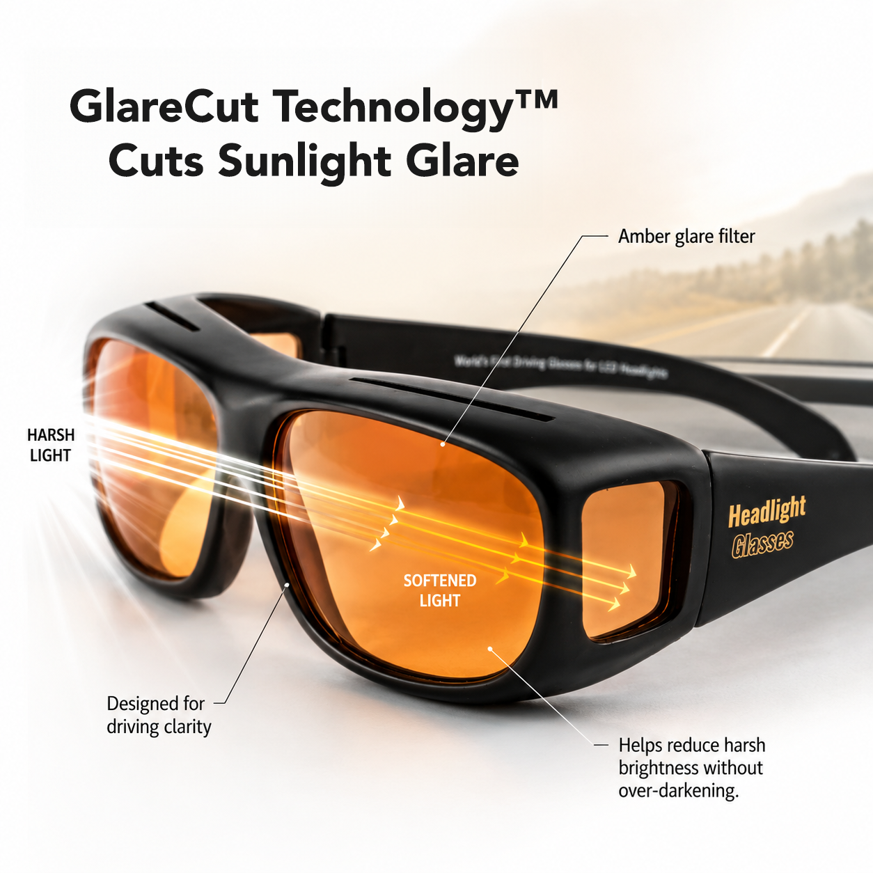 Polarized Driving Sunglasses with GlareCut Technology™ (Fit Over Glasses)