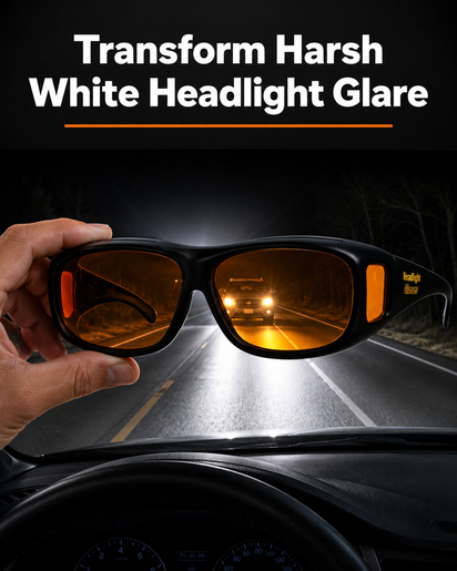 Night Driving Confidence Bundle (Portable Tire Inflator & Jump Starter, LED GlareCut™ Glasses, Emergency Roadside Magnetic Lights)