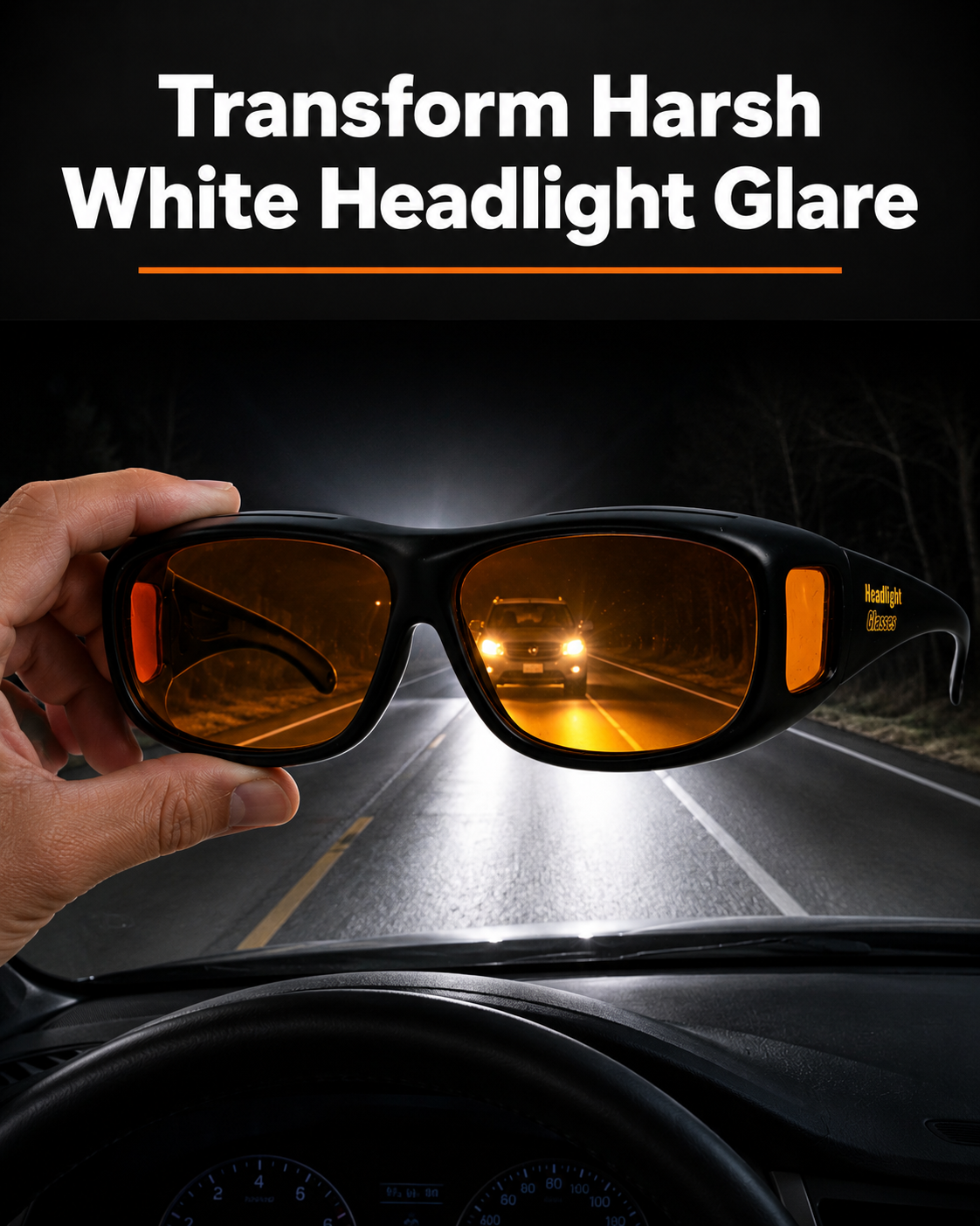 Night Driving Confidence Bundle (Portable Tire Inflator & Jump Starter, LED GlareCut™ Glasses, Emergency Roadside Magnetic Lights)