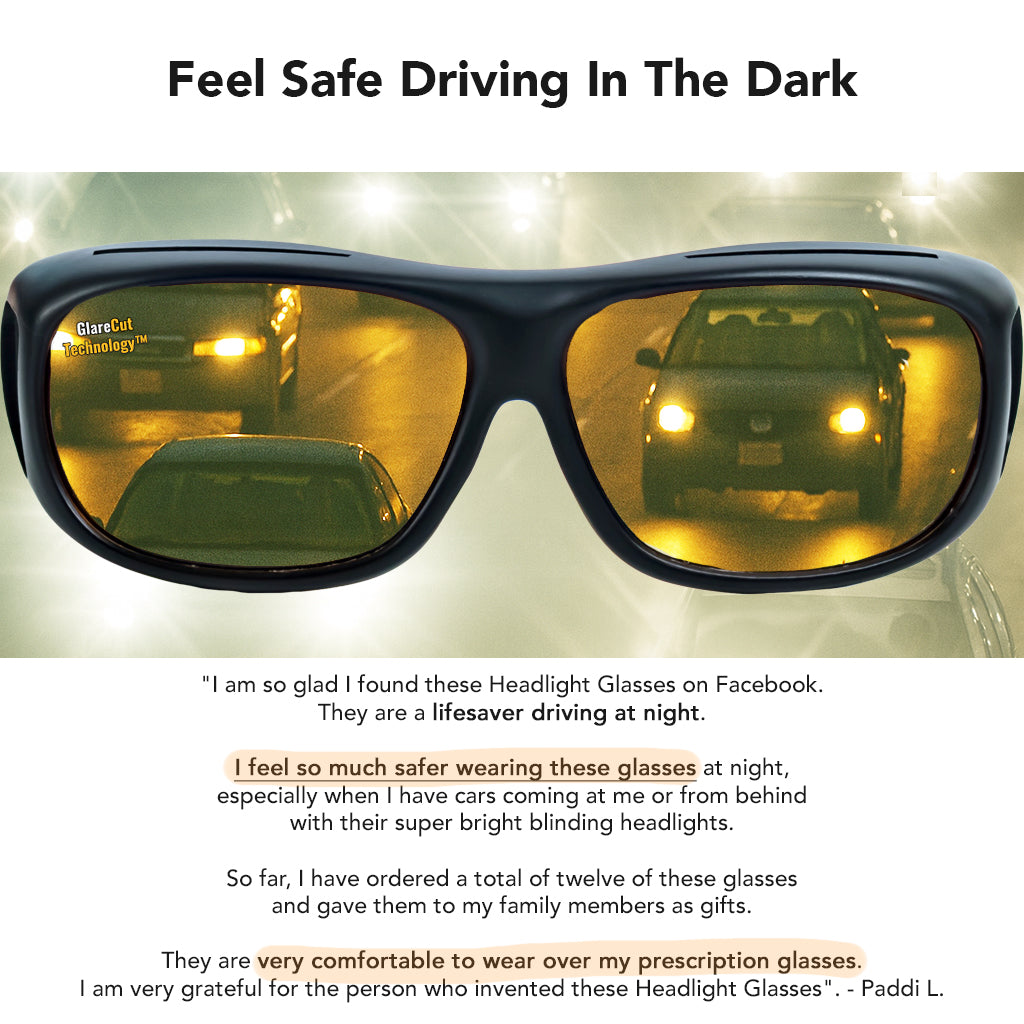 Headlight Glasses with Polarized LED GlareCut Technology™ (Fit Over Glasses)
