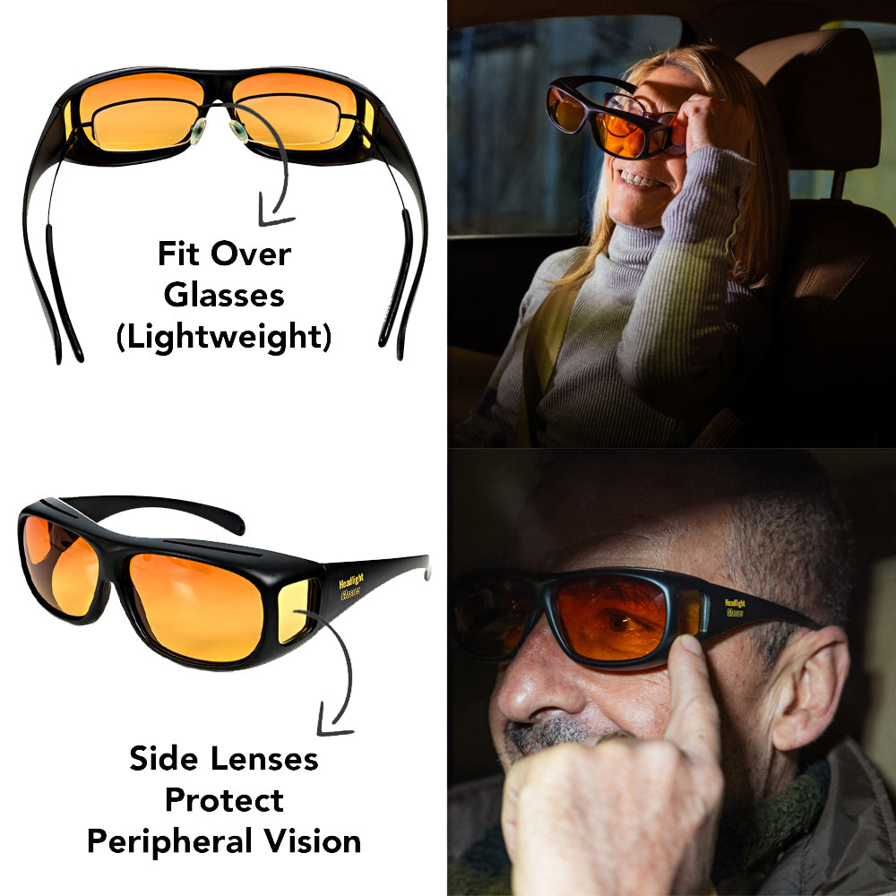 Headlight Glasses with Polarized LED GlareCut Technology™ (Fit Over Glasses)