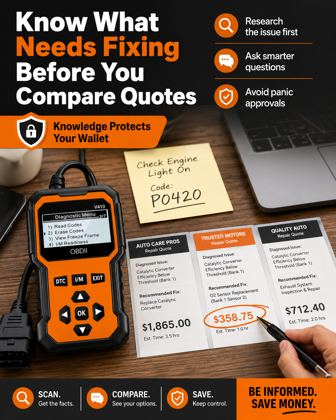 Check Engine Confidence Scanner (Mechanic Confidence PDF Guides Included)