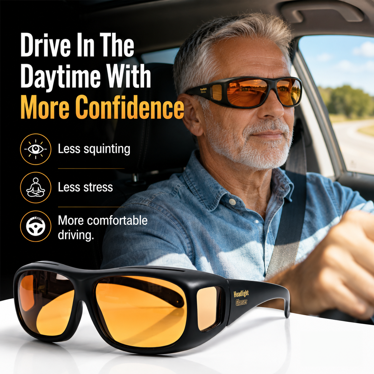 Polarized Driving Sunglasses with GlareCut Technology™ (Fit Over Glasses)