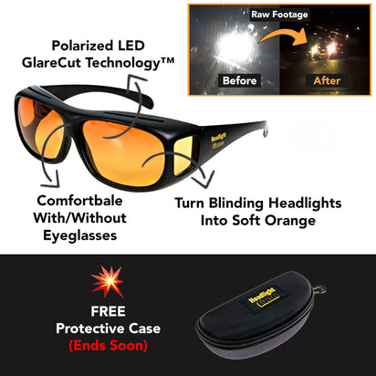Headlight Glasses with Polarized LED GlareCut Technology™ (Fit Over Glasses)