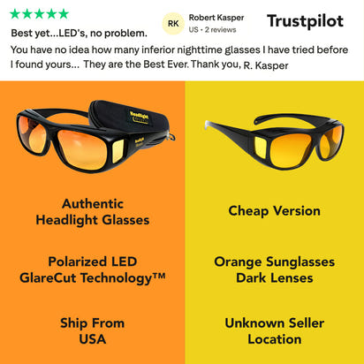 Headlight Glasses with Polarized LED GlareCut Technology™ (Fit Over Glasses)