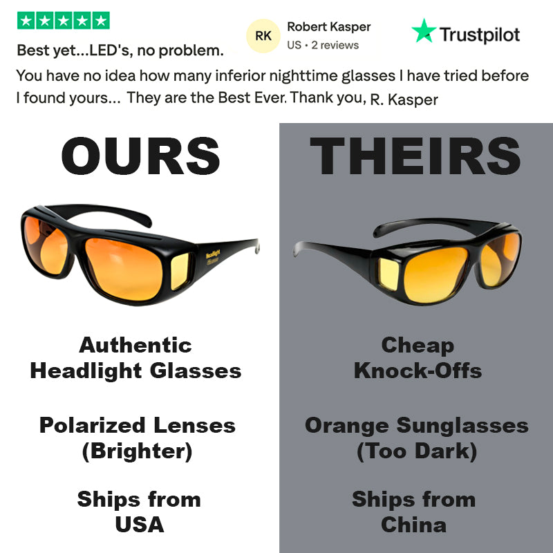 Headlight Glasses with Polarized LED GlareCut Technology™ (Fit Over Glasses)